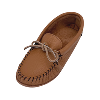 Women's Chestnut Leather Moccasin Slippers