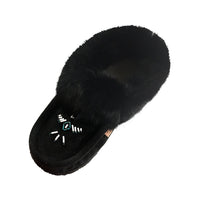 Women's Rabbit Fur Moccasin Slippers with Sole