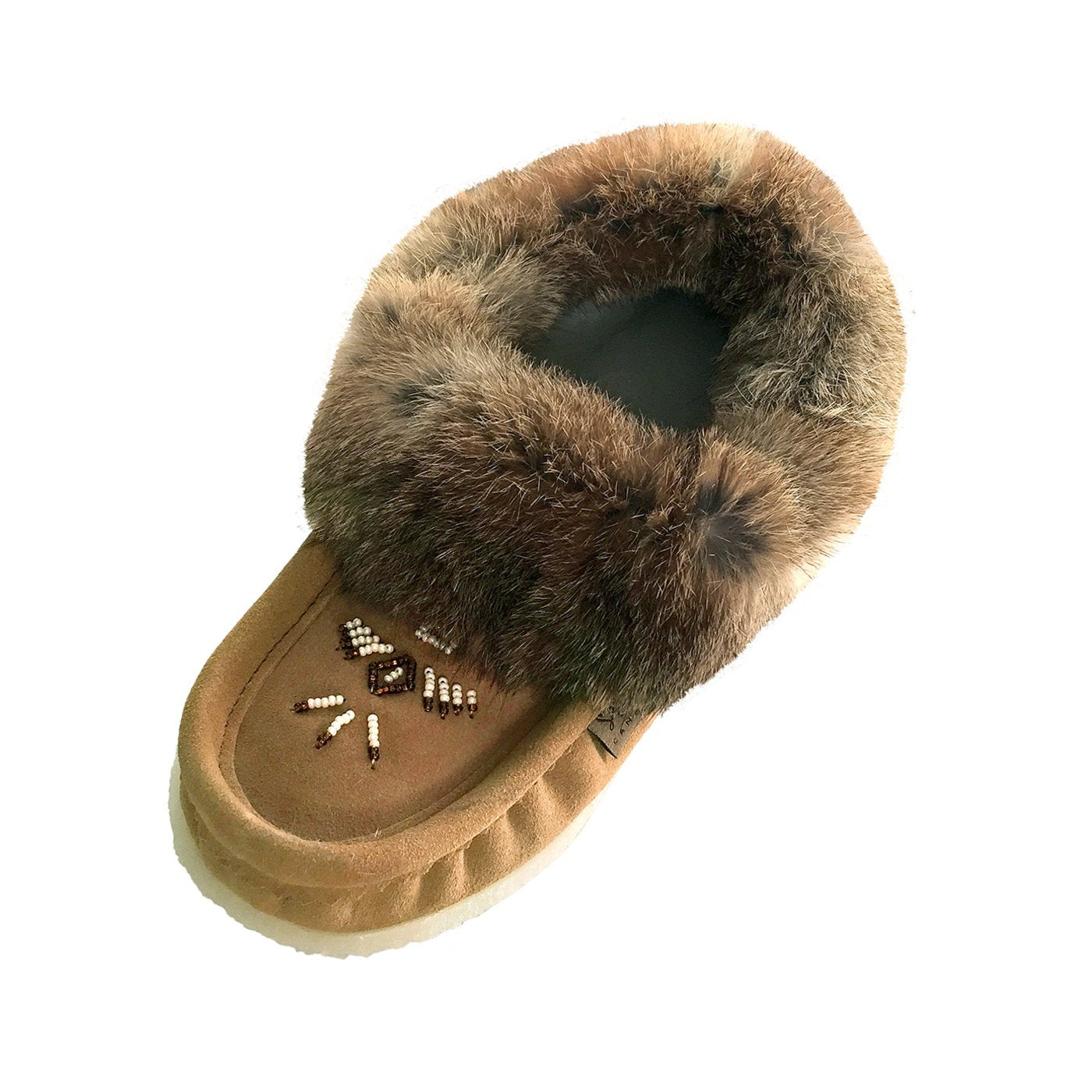 Women's Rabbit Fur Moccasin Slippers with Sole