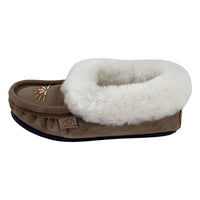 Women's Sheepskin Lined Beaded Moccasin Slippers with Sole