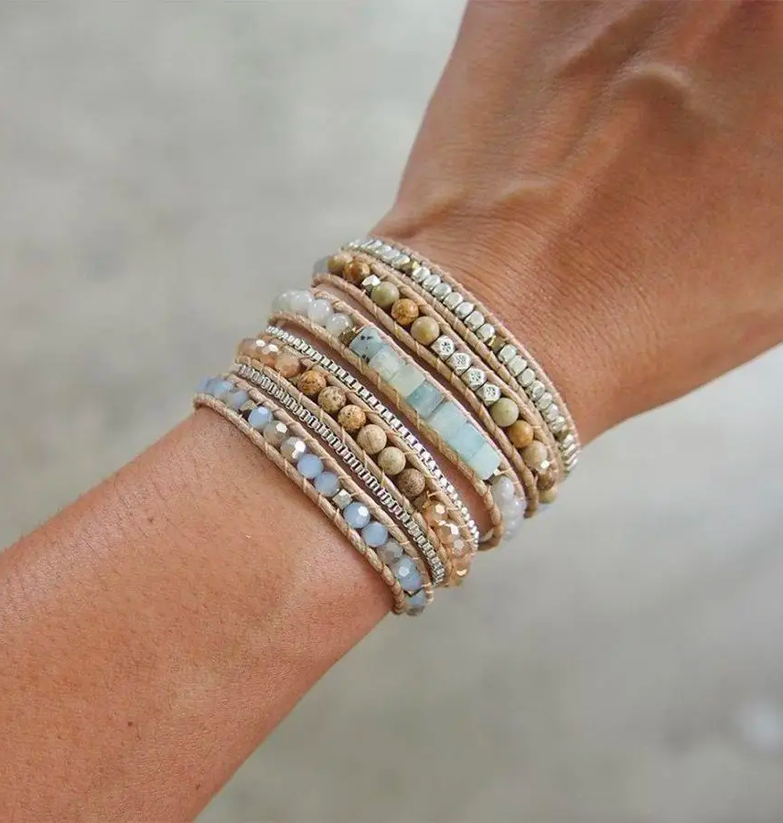 Natural Stone Boho Wrap Bracelets